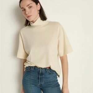 Elegant Cream Turtleneck Top